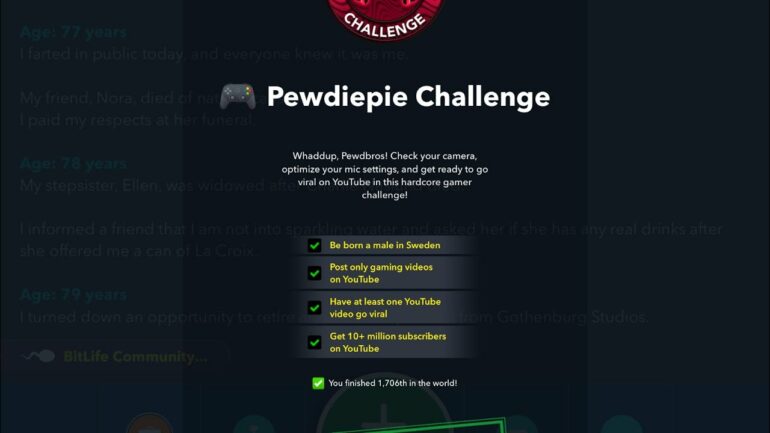 BitLife PewDiePie Challenge